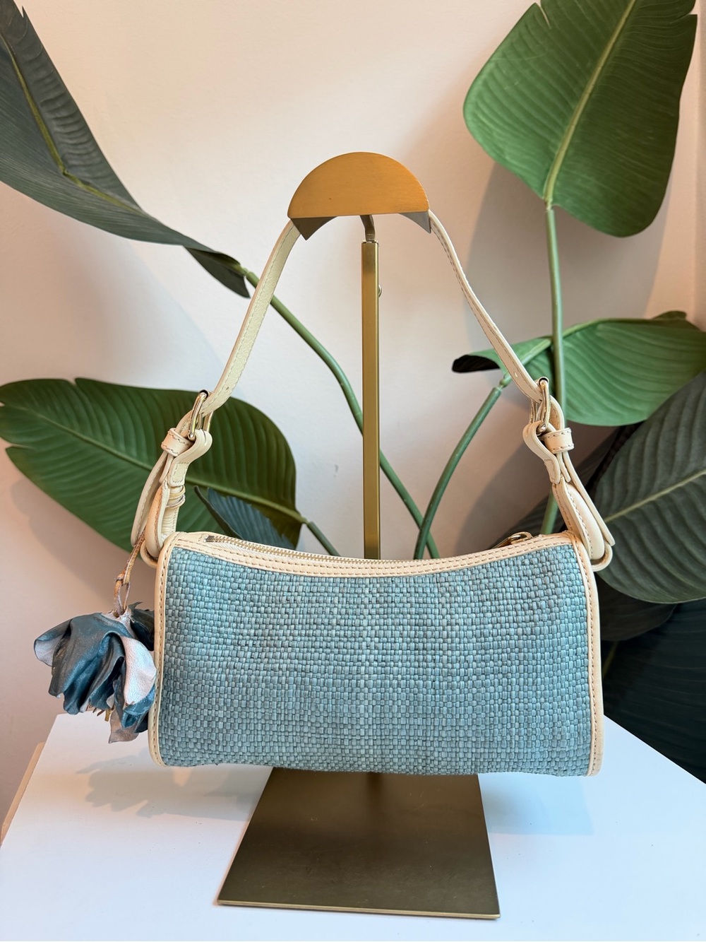 Celine ‘Raffia and Leather trim bag’